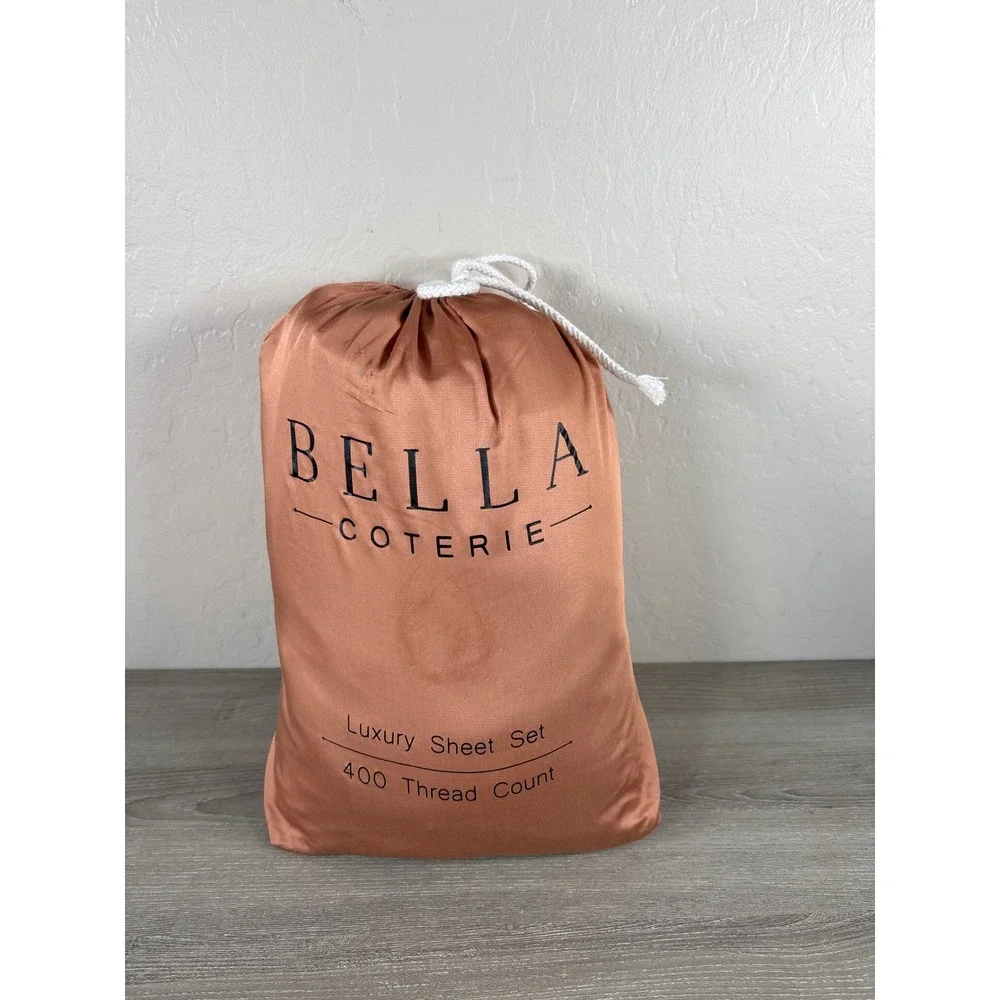 Bella Coterie Bamboo Sheet Set 4pc 400TC Organic Viscose Peach Pink Deep Pocket
